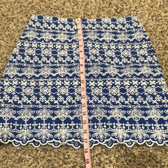 NWT Ann Taylor Skirt Size 4 Blue Embroidered Eyelet Scallop Hem High Waist Mini - Picture 8 of 9